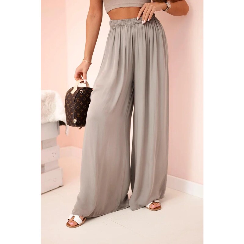 MladaModa Široké voľné nohavice s gumičkou v páse model 3180 farba 63046540