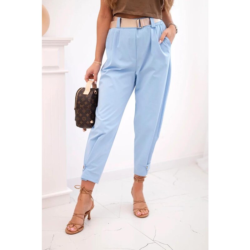 MladaModa Nohavice s opaskom a s ozdobným zapínaním dole model 7048-1 63034318