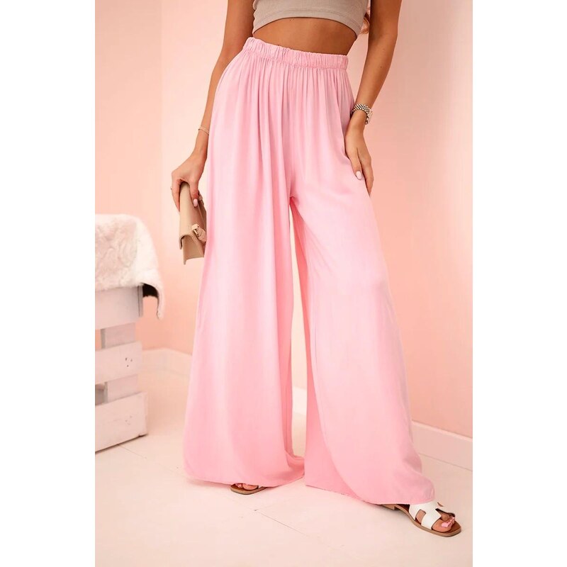 MladaModa Široké voľné nohavice s gumičkou v páse model 3180 jasné 63046546