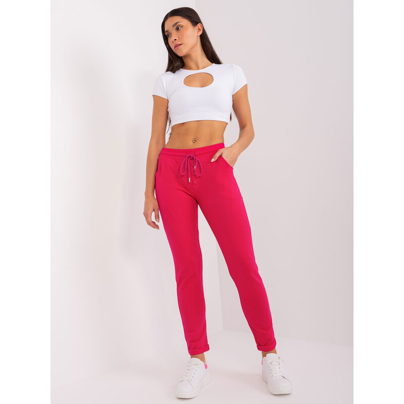 RELEVANCE Tmavoružové tepláky s vysokým pásom RV-DR-8694.37-dark pink 57953898