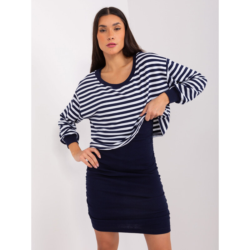 BASIC Tmavomodrý komplet šiat a pruhované blúzky EM-KMPL-837.57P-white 47269028