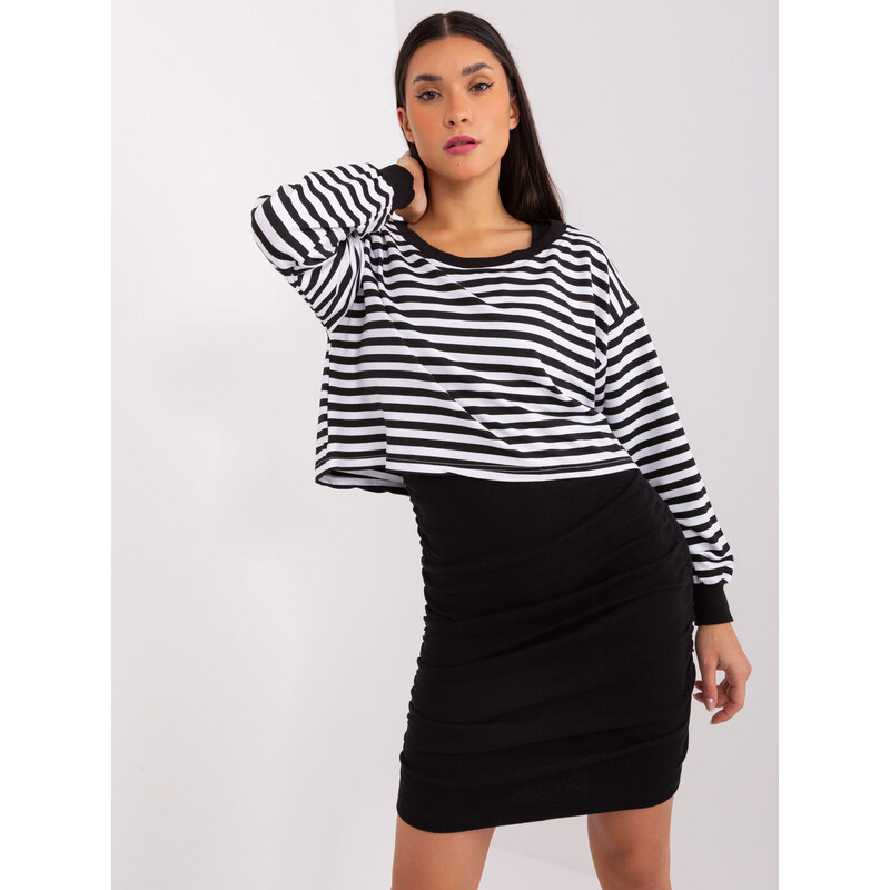 BASIC Čierny komplet šiat a pruhovanej blúzky EM-KMPL-837.57P-black 47269051