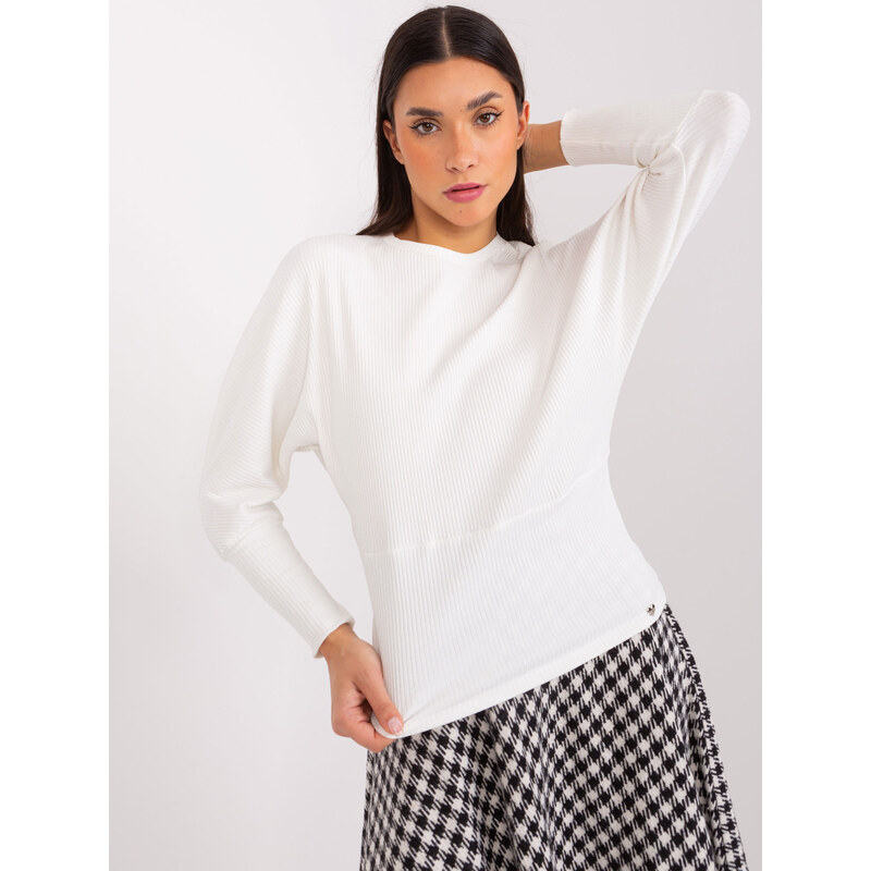 BASIC FEEL GOOD Biele rebrované tričko s netopierími rukávmi -RV-BZ 47304370