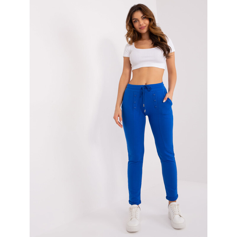 RELEVANCE Modré tepláky s ozdobnými gombíkmi -RV-DR-8692.21-dark blue 57954041