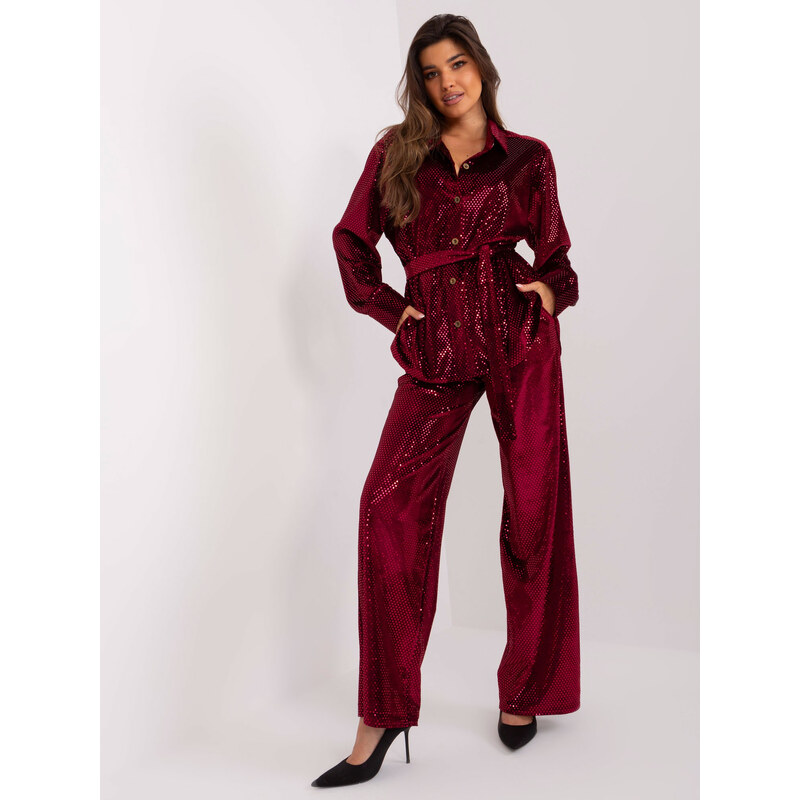 BASIC Vínový komplet s flitrami LK-KMPL-509498.08-bordo 48873932