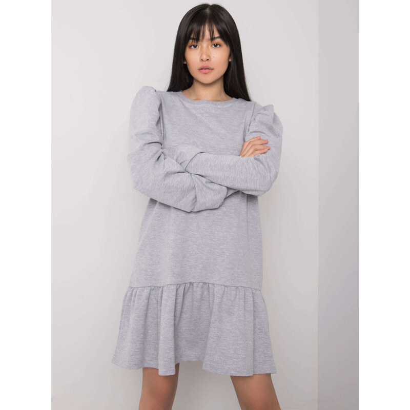 BASIC Šedé šaty s volánikmi EM-SK-EW20406.04-gray 24927659