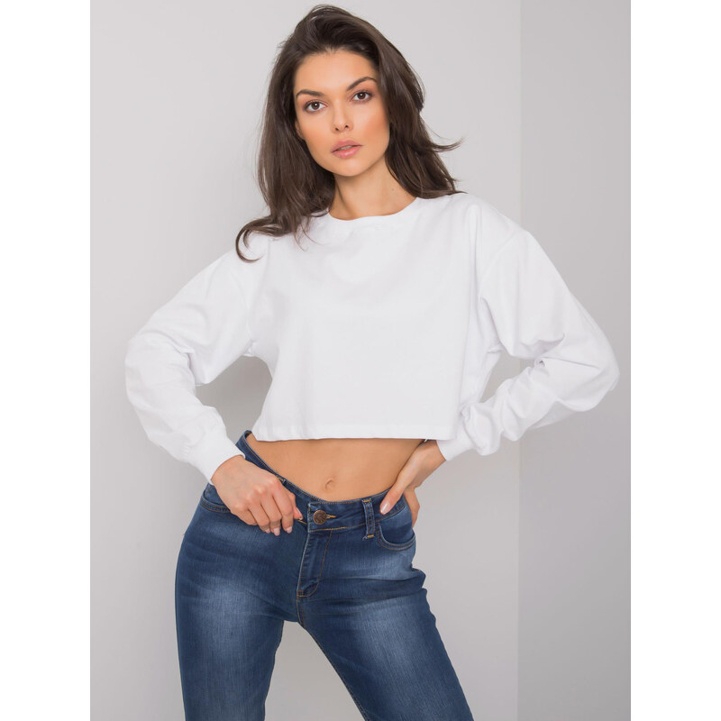 BASIC FEEL GOOD Biele voľné crop tričko s dlhými rukávmi RV-BZ-7309.54 29265921