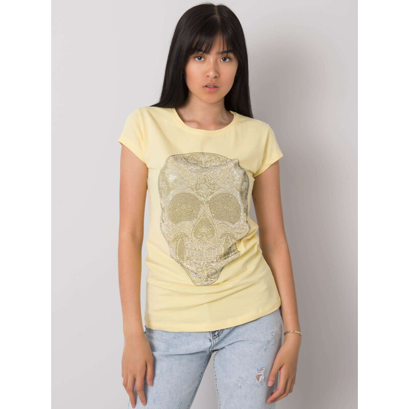 BASIC Žlté dámske tričko s motívom lebky EM-TS-ES-21-532.18-yellow 24927743
