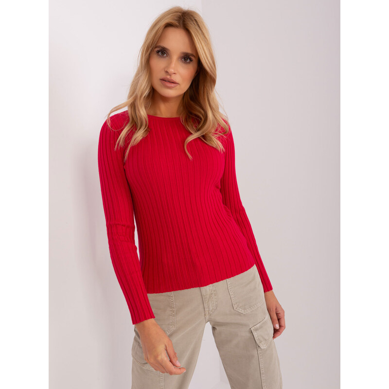 BASIC Červený sveter s okrúhlym výstrihom PM-SW-PM1089.09P-red 47338052