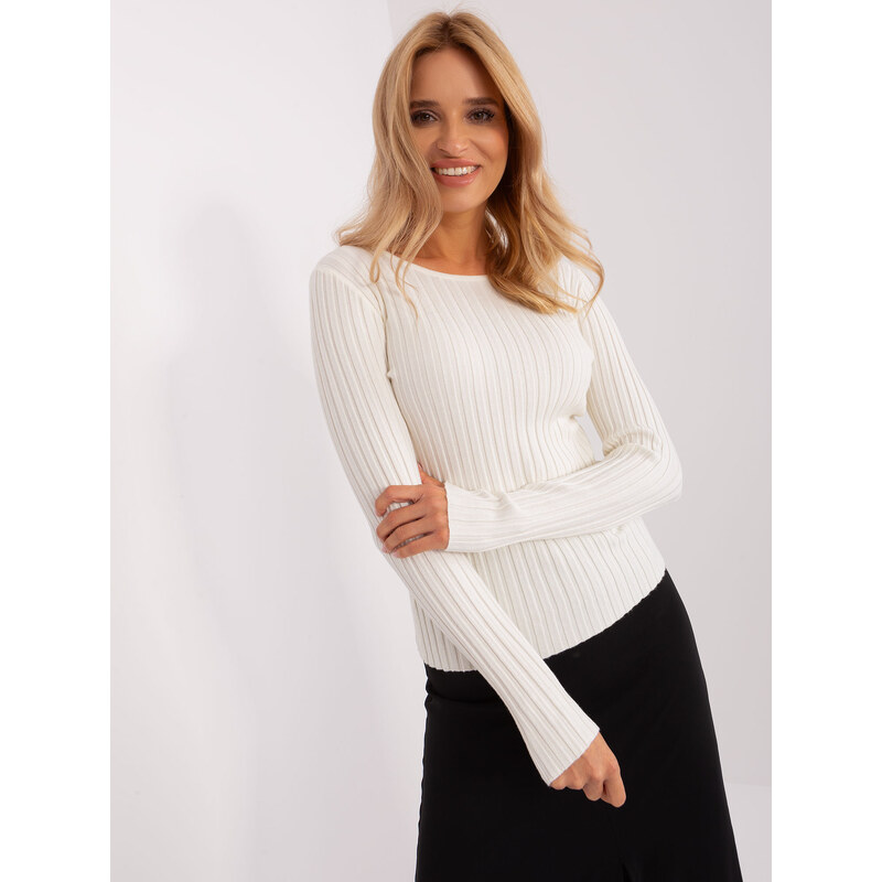 BASIC Smotanový sveter s okrúhlym výstrihom PM-SW-PM1089.09P-ecru 47338244