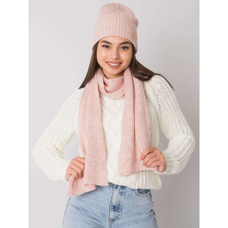 RUE PARIS Svetlo ružová sada šálu a čiapky -JK-KMPL-36.22X- pink 57948624