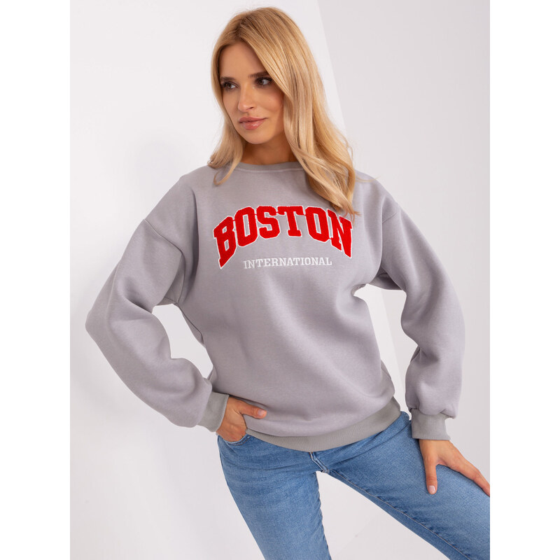 BASIC Sivá mikina s nápisom Boston EM-BL-617-8.10-grey 45802666