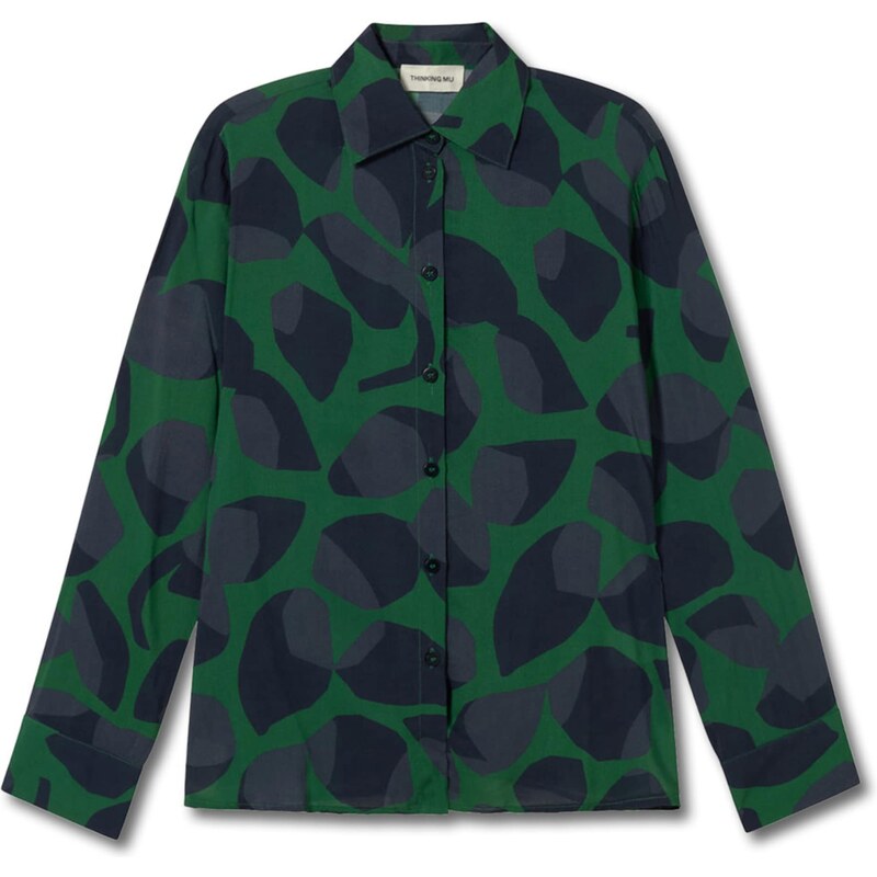 Thinking MU Blúzka Katha tmavomodrá / tmavozelená 63163618