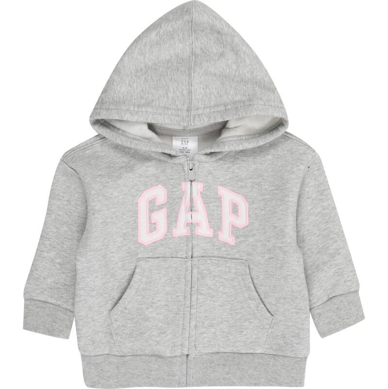 GAP Tepláková bunda sivá melírovaná / ružová / biela 62890709