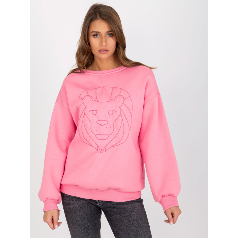 BASIC Ružová mikina s potlačou lva EM-BL-617-4.41P-pink 37171971