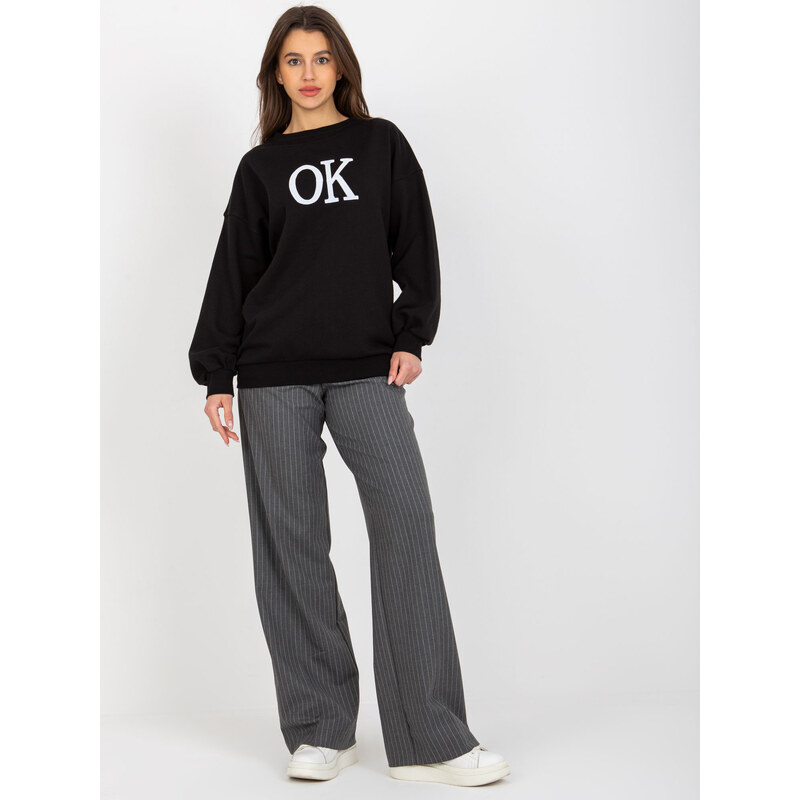 BASIC Čierna mikina s nápisom OK EM-BL-ES-21-536.94-blacck 37087278