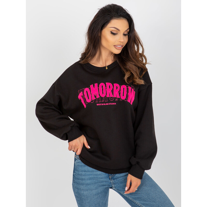 BASIC Čierna mikina bez kapucne s nápisom TOMORROW -EM-BL-617-7,27 41558915
