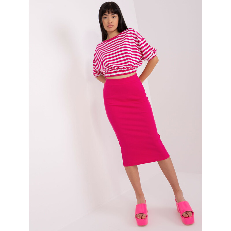 BASIC Tmavoružový komplet s pruhovanou blúzkou EM-KMPL-827.65-fuchsia 44502177