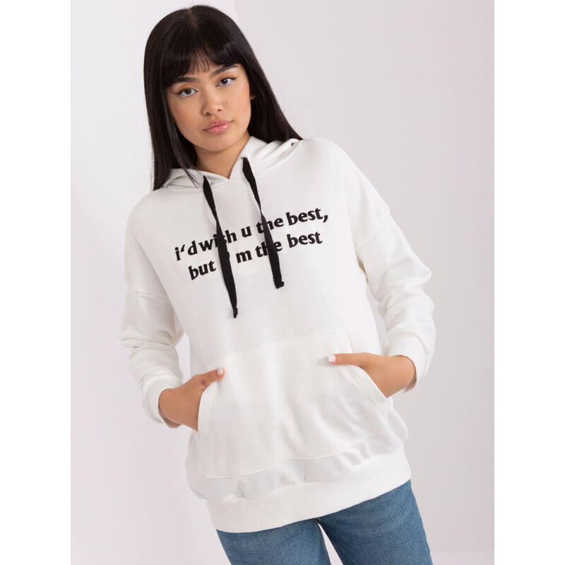 BASIC Smotanová dámska mikina s nápisom -EM-BL-HS-21-563.90P-ecru 44525634