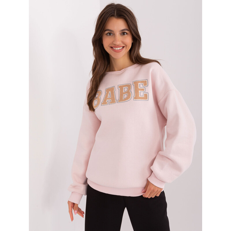 BASIC Svetloružová oversize mikina BABE -EM-BL-617-11.32-light pink 45918412