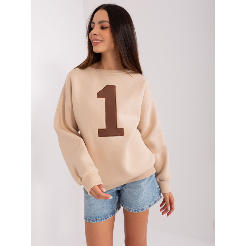 BASIC Béžová mikina bez kapucne s číslicou EM-BL-617-9.11X-beige 45893489