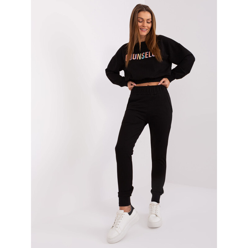 BASIC Čierna tepláková súprava s crop mikinou EM-KMPL-806.45P-black 47888593