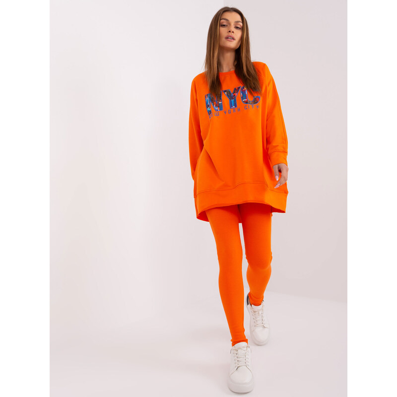 BASIC Oranžová teplákovka NYC -EM-KMPL-830.32P-pomarańczowy 47888652