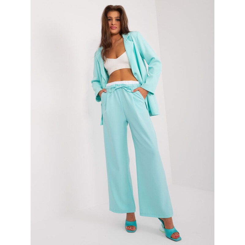 ITALY MODA Mintové široké nohavice DHJ-SP-A7327TR.28-mint 57955257