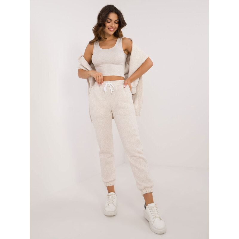 BASIC Smotanová dámska tepláková súprava s crop-topom EM-KMPL-847.47 59762263