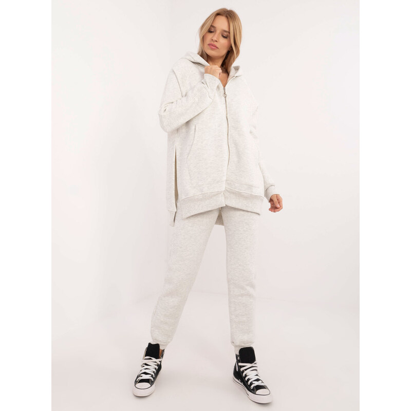 BASIC Svetlosivá dámska hrejivá tepláková súprava s kapucňou EM-KMPL 60766739
