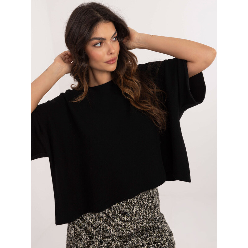 BASIC FEEL GOOD Čierny dámsky oversize sveter s krátkym rukávom IT-SW 59321564