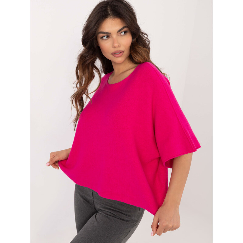 BASIC FEEL GOOD Tmavoružový dámsky oversize sveter s krátkym rukávom 59321562