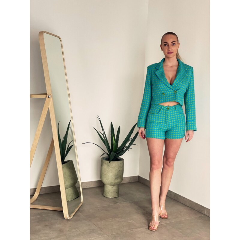 Tvídový tyrkysový komplet 48557670