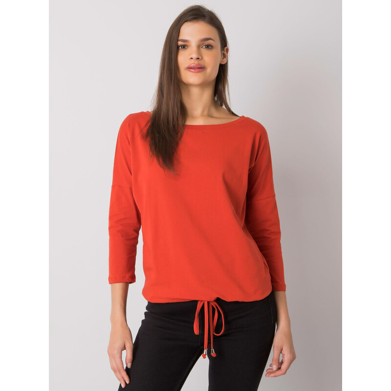 BASIC FEEL GOOD Oranžové dámske tričko s viazaním v páse RV-BZ-4691 28588788