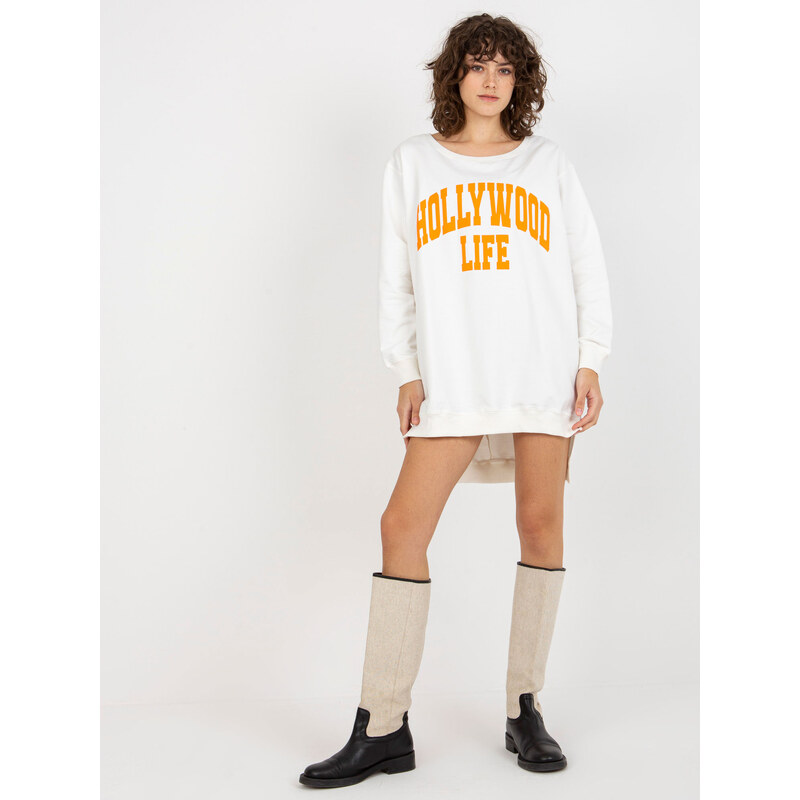 BASIC Mikinové šaty Hollywood life - smotanová/oranžová -VI-BL-3102 37327613