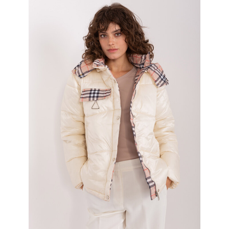 BASIC Smotanová prešívaná bunda s károvaným vzorom NM-KR-TR511.96P 47338449