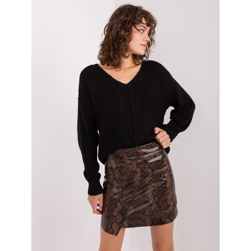 BASIC Čierny sveter s výstrihom do V BA-SW-8028.77-black 47338414