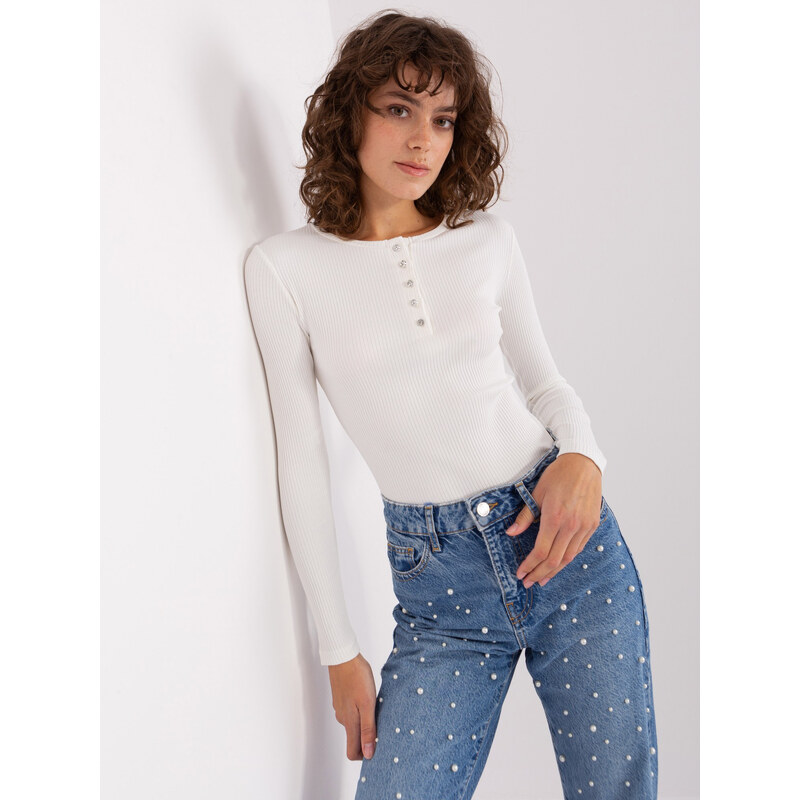 BASIC FEEL GOOD Smotanové rebrované tričko s gombíkmi RV-BZ-9211.25P 46782130