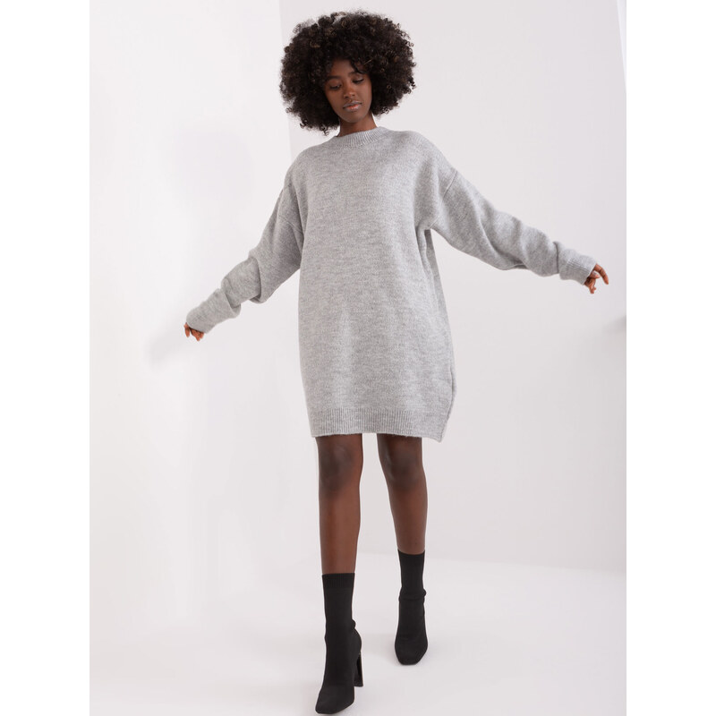 RUE PARIS Svetlosivé svetrové šaty LC-SK-0568.01P-grey 57953985