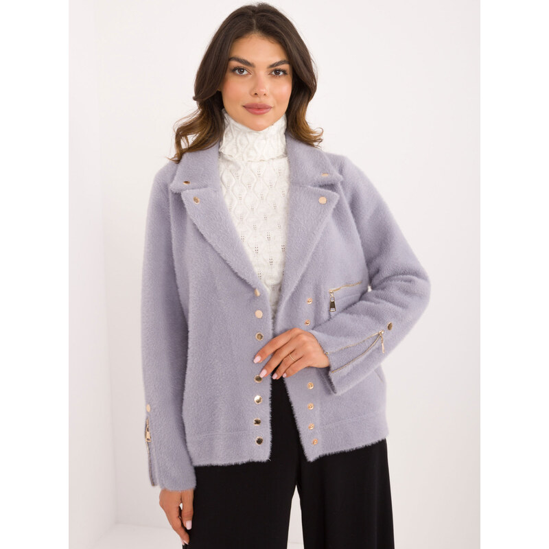 BASIC Lila dámsky kabátik z alpaky MBM-KR-250.77-purple 57479037
