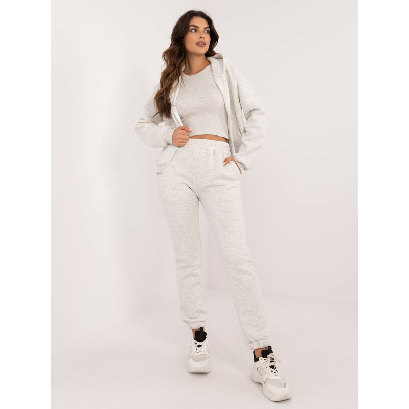 BASIC Svetlosivá 3dielna tepláková súprava s nápisom BABY GIRL EM-KMPL 58168174