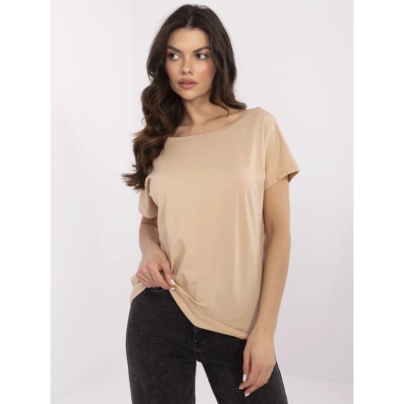 BASIC FEEL GOOD Camel dámske tričko s výstrihom na chrbte RV-TS-4662 62857751
