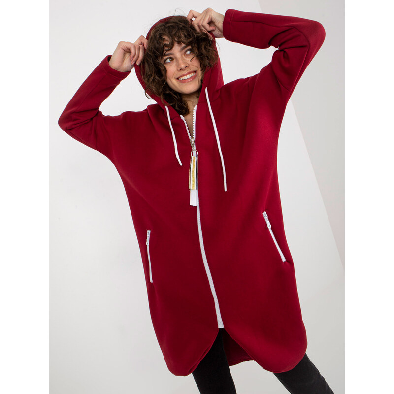 RELEVANCE Dlhá mikina Stunning - vínová -RV-BL-4742.20P-bordeaux 57952624