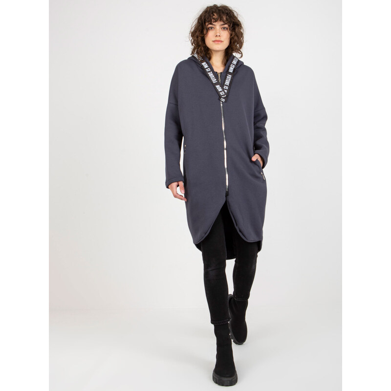 RELEVANCE Grafitovo-sivé mikinové šaty na zips -RV-BL-6683.00P-grafit 57951147