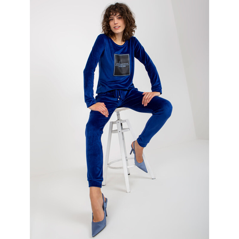 RELEVANCE Tmavomodrý velúrový komplet Relevantnosť Fashion -RV-KMPL 57951185