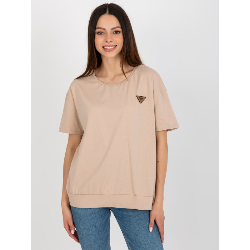 RELEVANCE Béžové dámske tričko s okrúhlym výstrihom RV-BZ-8826.22 57952107