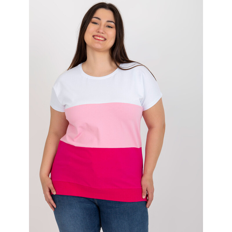 RELEVANCE Bielo-ružové pruhované tričko RV-BZ-8778.48-white-pink 57952200