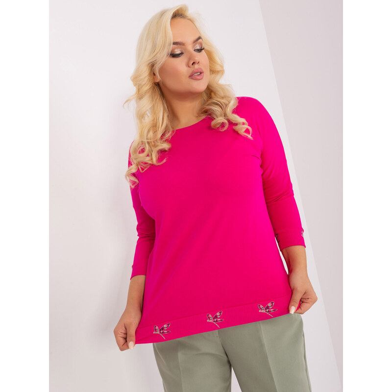 RELEVANCE Tmavoružové tričko s 3/4 rukávom -RV-BZ-9135.47-dark pink 57953389