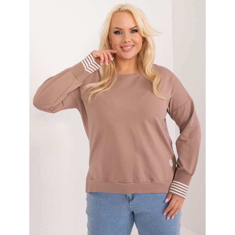 RELEVANCE Tmavobéžové tričko s dlhým rukávom RV-BZ-9145.02-dark beige 57954953