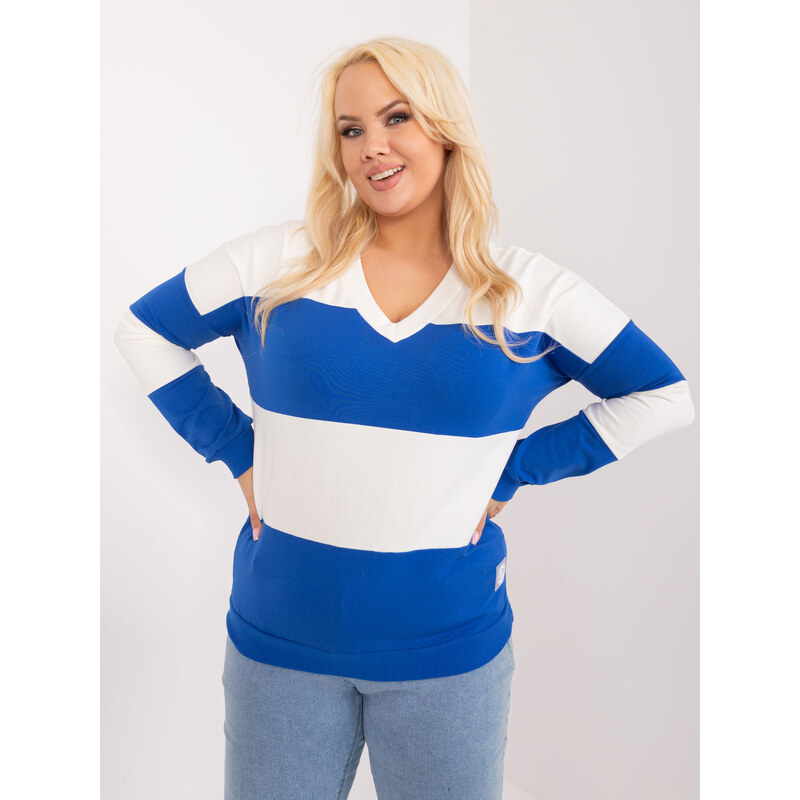 RELEVANCE Modro-biela pruhovaná mikina s výstrihom RV-BZ-9099.89-white 57954962